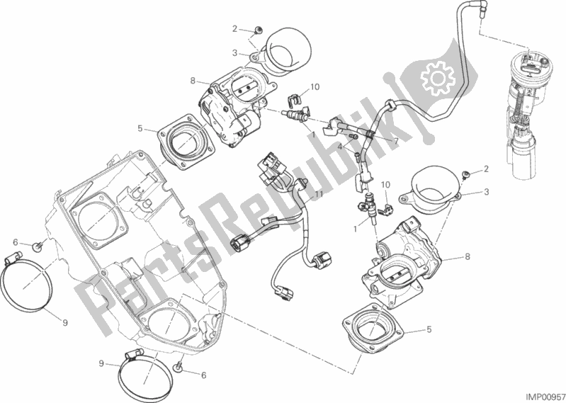 Alle onderdelen voor de Gasklephuis van de Ducati Multistrada 1200 ABS Sport Pack Brasil 2018